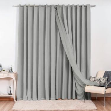 Imagem de Cortina Gaze de Linho com Blackout em Tecido 3,00 x 2,40 para Sala ou Quarto de Luxo Elegante (Cinza)