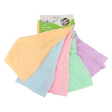 Imagem de Kit 5 Panos de Limpeza em Microfibra alta absorção multiuso anti-risco cores sortidas reutilizavel 30x30cm para pia vidros automóvel limpeza doméstica e uso geral