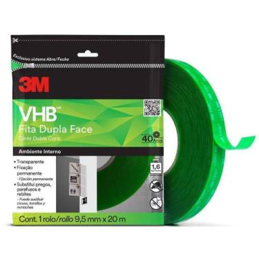 Imagem de Fita Fixa Forte 3M VHB 4910 TRANSPARENTE/VERDE 12MM X 20M