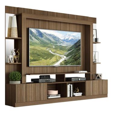Imagem de Estante Com Suporte Tv 65" Prateleiras C/ Espelho Oslo Multimóveis V3385 Madeirada Madeirado