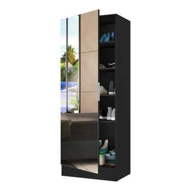 Imagem de Sapateira 1 Porta Com Espelho Jade Plus Multimóveis V6007 Preta Preto