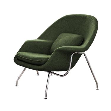 Imagem de Poltrona Womb Chair Sem Puff Cromada Linho Verde Cor Verde