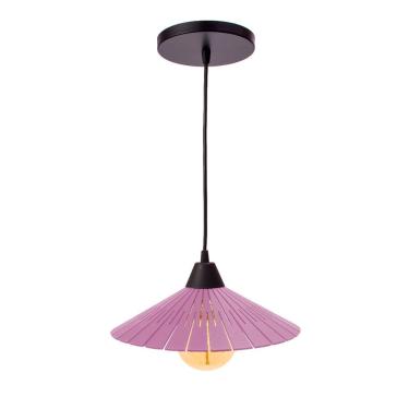 Imagem de Luminária Teto Lustre Pendente Balcão Cozinha Sala Mdf Cabo Cor:rosa