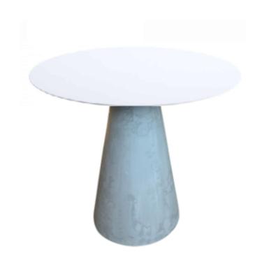 Imagem de Mesa De Apoio Cone Base Cimento Texturizado - Tampo Off White 70 Cm Altura 60 Cm Branco