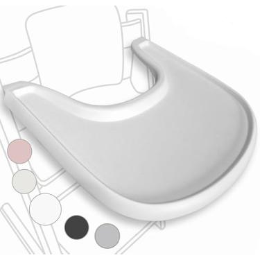 Imagem de Bandeja para cadeira alta compatível com cadeira Stokke Tripp Trapp – branco fosco – sem recurso de placa de sucção – Design ergonômico curvo – livre de BPA, fácil de montar