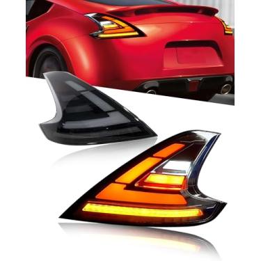 Imagem de VAVNLR Luzes traseiras para Nissan 370Z Z34 2009-2020 conjunto de luzes traseiras sequenciais, conjunto de luzes traseiras de LED com seta, animação de inicialização, Plug and Play