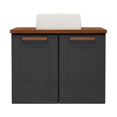 Imagem de  Balcão Gabinete Com Cuba Para Banheiro 2 Portas Natua Grafite Bertolini