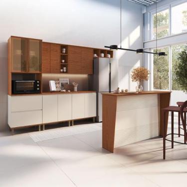 Imagem de Cozinha Completa Auris 10 Portas 2 Gavetas 100% Mdf Ripado com Vidro O