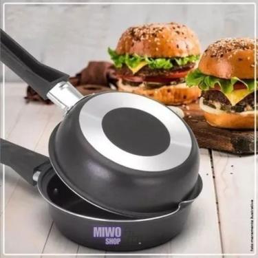 Imagem de Frigideira Antiaderente Dupla Hamburgueira Omeleteira 14 cm Alumínio N