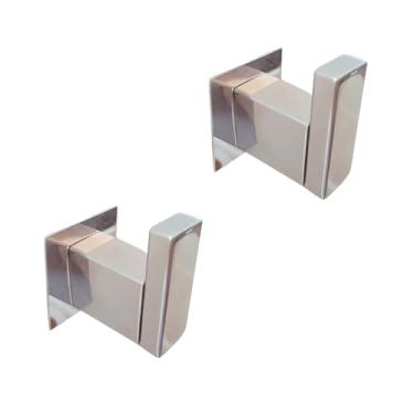 Imagem de Kit Cabide Inox 2 Peças Gancho Para Toalha Cabideiro Suporte Banheiro Lavabo