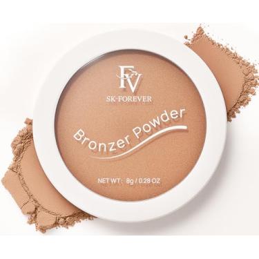 Imagem de FV Pó Bronzeador, Bronzeador Suave De Longa Duração, Sem Talco, Com Acabamento Fosco E Brilho Natural, Contorno Para Bochechas, Bronzeadores À Prova D'Água Tons Pele Claros (Bronzeador, 0,28 Oz)