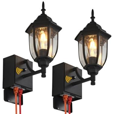 Imagem de JOKAONOTL Luminária De Parede Externa Com Sensor Anoitecer E Amanhecer, Preta, Tomada Gfci, À Prova D'Água, Para Montagem Em Casa, Pátio, Garagem, Porta Da Frente Corredor, 2 Peças