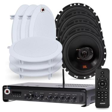 Imagem de Kit Som Ambiente Academia Salão Lojas Bluetooth Conexão Tv Usb Sd Slim