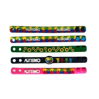 Imagem de Pulseira Autista Identificação Ajustavel Emborrachado, Girassol