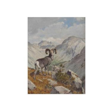 Imagem de Animais Pinturas Famosas Arte Parede-Fotos Lona para Sala de Estar-Cabras montanha-Pôster e Imprimir Decoração 60x80cm24x31in Sem Moldura