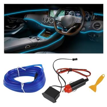 Imagem de Hbxdeco EL Wire Fita de LED para carro interior, 16,4 m RGB isqueiro neon faixa de luz automotiva, kit de iluminação ambiente de veículo eletroluminescente, acessórios de decoração de interiores para