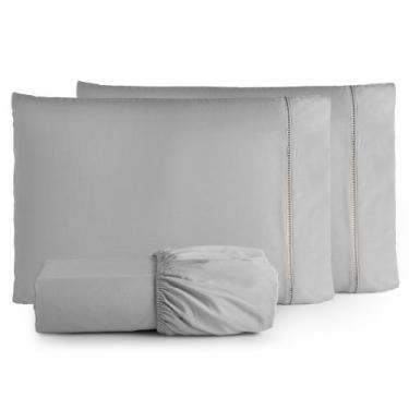 Imagem de Jogo de Lençol Casal Queem Sleep 3 Peças - Lopes e Lopes, Cinza