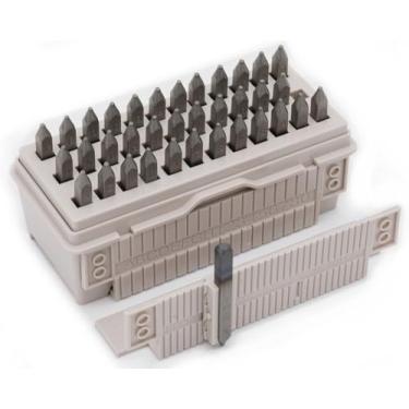 Imagem de Tonosho Conjunto de carimbos de letras e números de 1 mm (3/64) com caixa de ferramentas de alinhamento patenteada – A – Z e furador de metal 0–9 para joias, madeira, couro (HRC62 Steel)