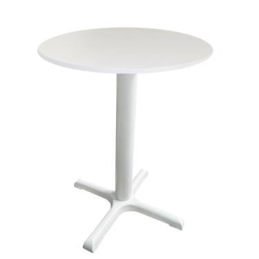 Imagem de Mesa ômega Ferro Branco 74 Cm (alt) Base Em X Tampo Mdp Redondo Branco 80 Cm (larg) X 2,50 Cm (alt)