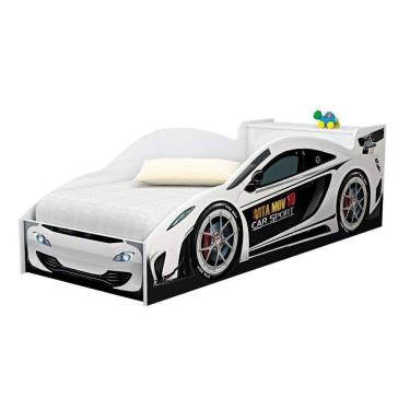 Imagem de Cama Carro Com Bau Juvenil Racer Branco Com Colchao