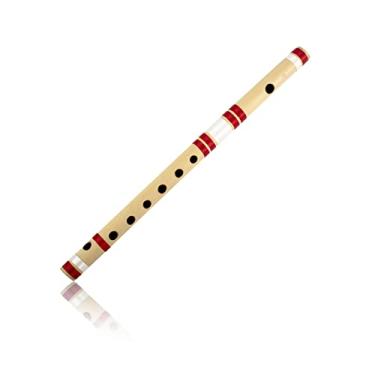 Imagem de Flauta de bambu indiana autêntica de 35,5 cm em chave "B" Fipple Woodwind Instrumento Musical Gravador Bansuri Tradicional Artesanal Novidade Decorativos e Colecionáveis