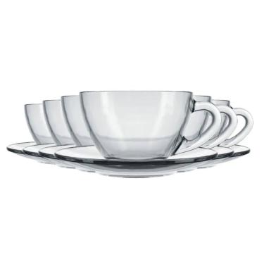 Imagem de Jogo 6 Xícaras e Pires para Chá Astral 240ml Vidro Duralex - Nadir