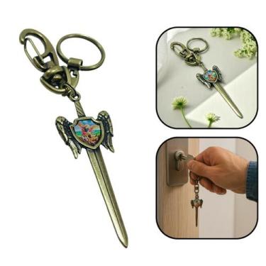 Imagem de Chaveiro Espada São Miguel Arcanjo Metal Dourado - FORNECEDOR 12