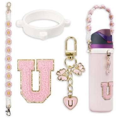 Imagem de Conjunto de pingentes de letras fofas compatível com garrafa de água Owala 680 g, 946 ml, 1,13 g, Owala Kids, copo de café Owala FreeSip – Inclui alça de alça, para acessórios Owala & Stanley Cup