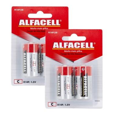 Imagem de Pilha C Tamanho Média Tipo C Alfacell 1.5v 04 Unidades Originais
