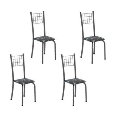 Imagem de Kit 4 Cadeiras Tubular 95x37x40 Cm Dany Botanic Bege / Mart Prata - So