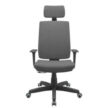 Imagem de Cadeira Office Brizza Soft Poliester Cinza RelaxPlax Com Encosto Cabeç