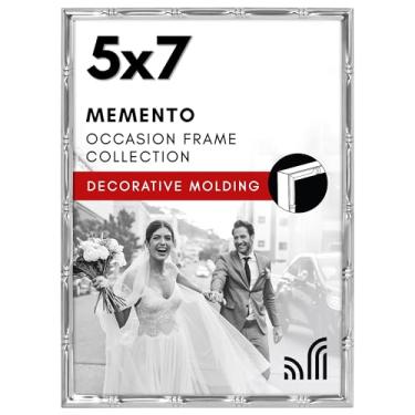 Imagem de Americanflat Porta-retrato 12 x 18 cm com moldura estilo bambu - Moldura de bambu prata com vidro resistente a quebras - molduras elegantes estilo galeria para mesa ou parede - prata