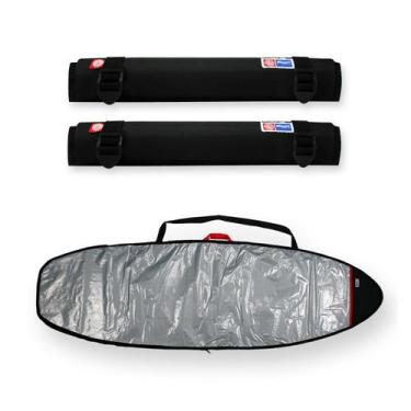 Imagem de Capa prancha fish refletiva e acolchoada 6'4 a 6'7 + tubo rack espuma 