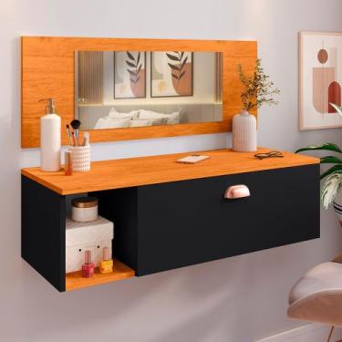 Imagem de Penteadeira Suspensa Make Up Espelho, Gaveta, Nicho, Divisória, Puxado