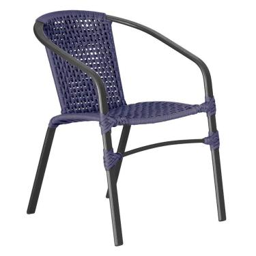 Imagem de 01 Cadeira Floripa Alumínio Pintura Preta Trama Azul