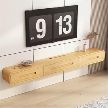Imagem de Unidade De Tv Flutuante Com 2 Gavetas, Centro De Entretenimento Montado Na Parede, Console De Mídia Para Tv Embaixo Para Sala De Estar & Quarto, Log Color, 160cm