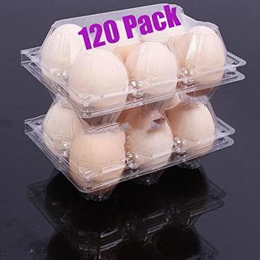 Imagem de HOIGON Pacote Com 120 Caixas De Plástico Transparente Para 6 Ovos, Meia Dúzia Tampa, Empilháveis, Vazias, Cozinha, Geladeira, Mercado, Fazenda, Mercearia