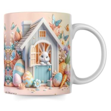 Imagem de Caneca Páscoa Efeito 3D Casinha Coelho Cenoura Chocolate - 325ml (6)