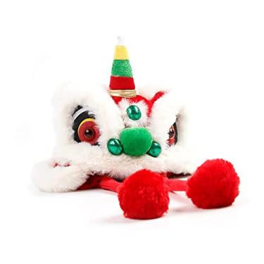 Imagem de Zerodis Hat de Leão -Leão Quente Estilo Chinês Procure a Celebração de Natal de Ano Novo, Chapéu de Dança de para Cães para Cães para Gatos e Filhotes (L)