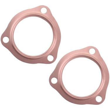 Imagem de ijuicy 2 peças de juntas de escape de carro, junta de coletor de escape de cobre de 6,3 cm, junta de tubo de escape padrão de 3 parafusos, junta de flange de escape ultra selada, compatível com