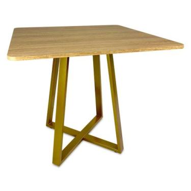 Imagem de Mesa De Jantar Para Cozinha Em aço Estilo Industrial Gizé Tampo Quadra