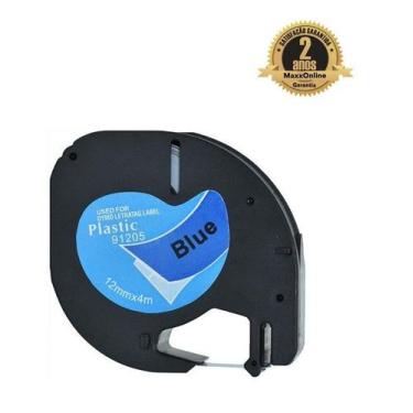 Imagem de Fita Compatível Dymo Letratag 91205 Azul Letra Preta 12mm - Genérica D