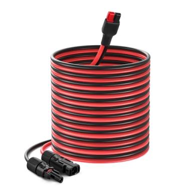 Imagem de ZEHGCH Kit de conector de cabo de painel solar com cabo de carregamento de cobre estanhado resistente de 10AWG para estação de energia solar portátil e conexões de bateria (25 pés)