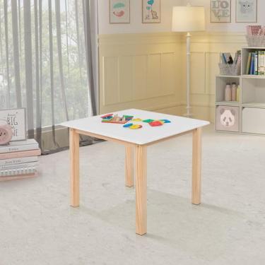 Imagem de Mesa 65x65cm Base Madeira Colorê Infantil para Escolas Branca - QUALIT