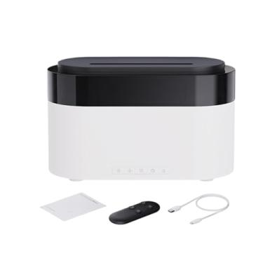 Imagem de IEUDNS Umidificador e purificador de difusor de chamas 3 em 1, design silencioso, display USB, umidificador com luz noturna de para mesa de carro, Branco