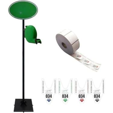 Imagem de Michelangelo Kit Dispensador Manual de Senhas Bico de Pato + Placa Retire sua Senha + Suporte de Piso + 2000 Tickets na cor Verde