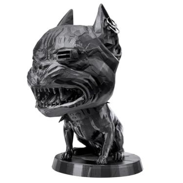 Imagem de foymi Decoração punk gótica, estátua de cachorro com painel em V impressa em 3D para enfeites de mesa, decoração de quarto (pequena)