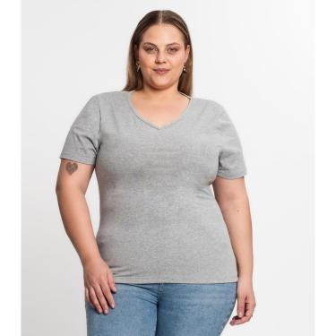 Imagem de Blusa Cotton Básica Plus Size Feminina Kohmar Cinza-Feminino