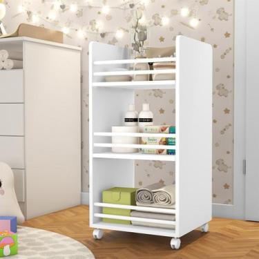 Imagem de Carrinho Organizador Multiuso com Rodizios Branco - DJD Móveis