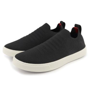Imagem de Tenis Calce Facil Knit Meia Tecido Masculino Leve Casual Sola Reta de Borracha Moderno Resistente